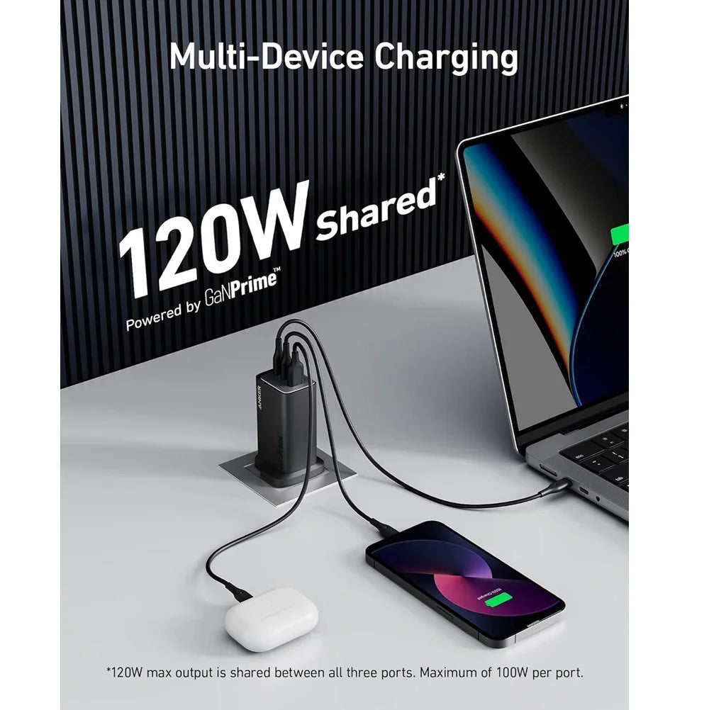 Anker 737 GaNPrime 120W Charger -Black - Tashqila Anker 737 GaNPrime 120W Charger -Black - Tashqila